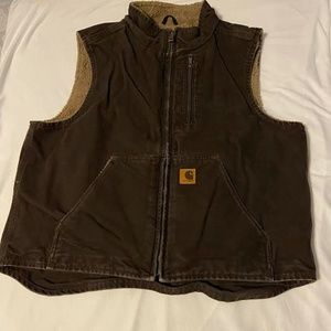 Carhartt Men's Washed Duck Sherpa-lined Mock Neck Vest
